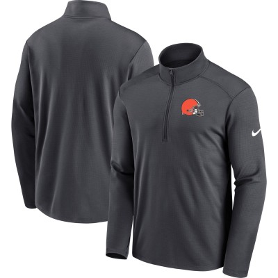 Кофта на короткой молнии Cleveland Browns Nike Charcoal Pacer Performance