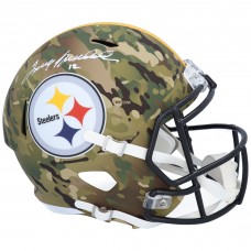 Autographed Pittsburgh Steelers Terry Bradshaw Fanatics Authentic Riddell CAMO Alternate Speed Replica Helmet