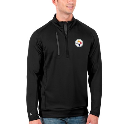 Pittsburgh Steelers Antigua Black/Charcoal Generation Quarter-Zip Pullover Jacket