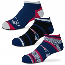 New England Patriots For Bare Feet Youth 3-Pack Cash Ankle Socks