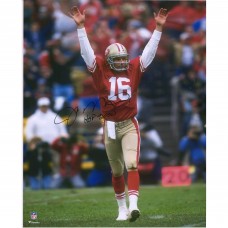 Autographed San Francisco 49ers Joe Montana Fanatics Authentic 16 x 20 Hands Up Celebration Photograph with HOF 2000 Inscription