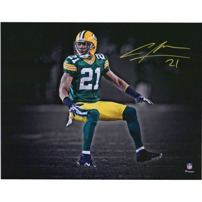 Autographed Green Bay Packers Charles Woodson Fanatics Authentic 11 x 14 Green Jersey Spotlight Photograph