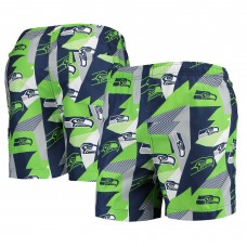 Плавательные шорты Seattle Seahawks FOCO Geo Print - College Navy/Neon Green