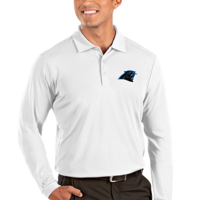 Carolina Panthers Antigua White Tribute Long Sleeve Polo