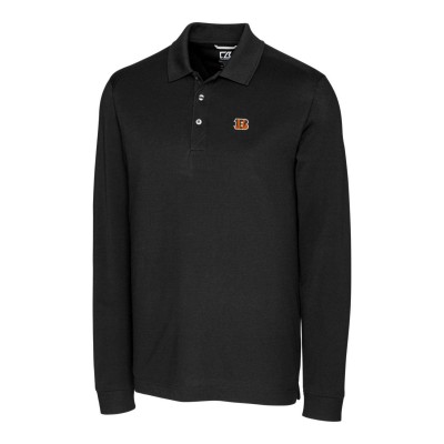 Cincinnati Bengals Cutter & Buck Advantage Long Sleeve Polo - Black - оригинальная атрибутика Цинциннати Бенгалс