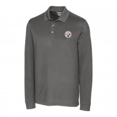 Pittsburgh Steelers Cutter & Buck Gray Advantage Long Sleeve Polo
