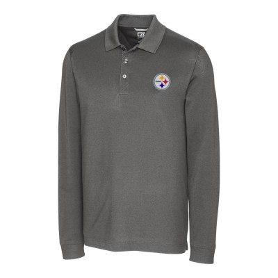 Pittsburgh Steelers Cutter & Buck Gray Advantage Long Sleeve Polo