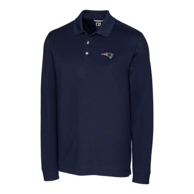 New England Patriots Cutter & Buck Navy Advantage Long Sleeve Polo