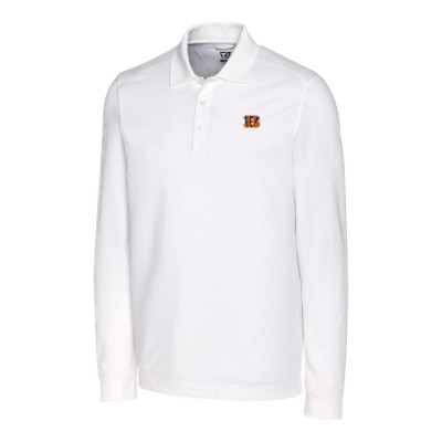 Cincinnati Bengals Cutter & Buck Advantage Long Sleeve Polo - White - оригинальная атрибутика Цинциннати Бенгалс
