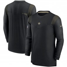 Футболка с длинным рукавом New Orleans Saints Nike Black Sideline Player UV Performance