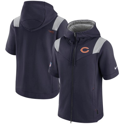 Толстовка на молнии Chicago Bears Nike Sideline Showout Short Sleeve - Navy