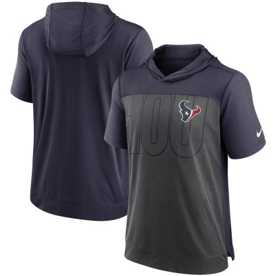 Футболка с капюшоном Houston Texans Nike Heathered Charcoal/Navy Performance