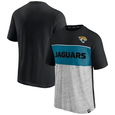 Jacksonville Jaguars Fanatics Black/Heathered Gray Colorblock T-Shirt