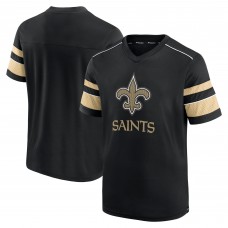 Футболка с V-образным вырезом New Orleans Saints Textured Hashmark - Black