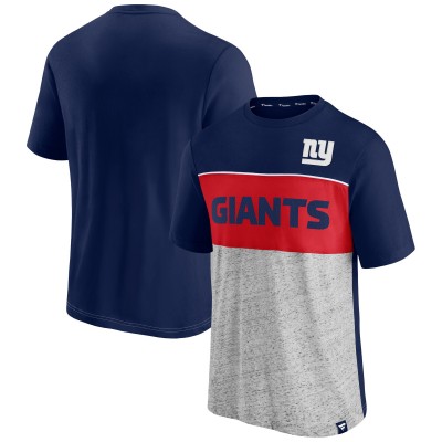 New York Giants Fanatics Navy/Heathered Gray Throwback Colorblock T-Shirt