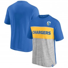 Футболка Los Angeles Chargers Throwback Colorblock - Powder Blue/Heathered Gray