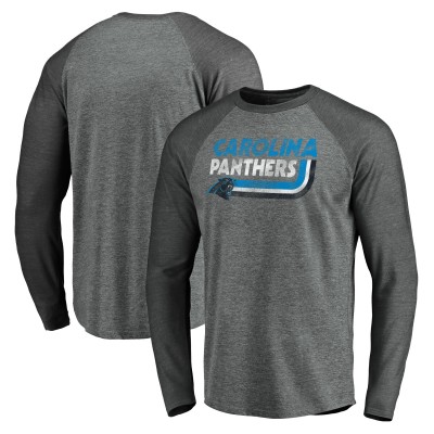 Футболка с длинным рукавом Carolina Panthers Vintage On The Ropes Raglan Tri-Blend - Heathered Gray/Heathered Charcoal