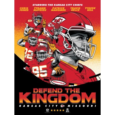 Kansas City Chiefs Phenom Gallery 18 x 24 Arrowhead Defend the Kingdom Serigraph Print Artwork Movie Poster