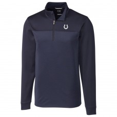 Indianapolis Colts Cutter & Buck Navy Traverse Stripe Quarter-Zip Pullover Jacket