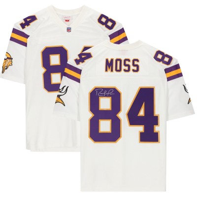 Autographed Minnesota Vikings Randy Moss Fanatics Authentic White Mitchell & Ness Replica Jersey