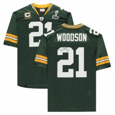 Игровая джерси Autographed Green Bay Packers Charles Woodson Fanatics Authentic Green Mitchell & Ness Super Bowl XLV Throwback Authentic