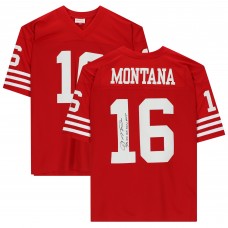 Autographed San Francisco 49ers Joe Montana Fanatics Authentic Red Mitchell & Ness Replica Jersey with SB XVI XIX XXIV MVP Inscription