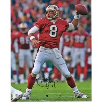 Autographed San Francisco 49ers Steve Young Fanatics Authentic 16 x 20 Scarlet Jersey Passing Photograph