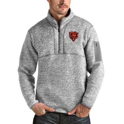 Кофта с короткой молнией Chicago Bears Antigua Bear Head Fortune - Heather Gray