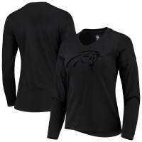 Футболка Carolina Panthers 5th & Ocean by New Era Womens Striped Tri-Blend Long Sleeve V-Neck - Black