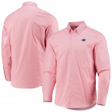 Carolina Panthers Cutter & Buck Solar Windowpane Long Sleeve Button-Down Shirt - Pink