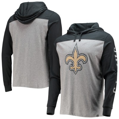 Футболка с длинным рукавом с капюшоном New Orleans Saints 47 Franklin Wooster - Heathered Gray/Black