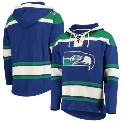 Seattle Seahawks 47 Royal Throwback Lacer Pullover Hoodie