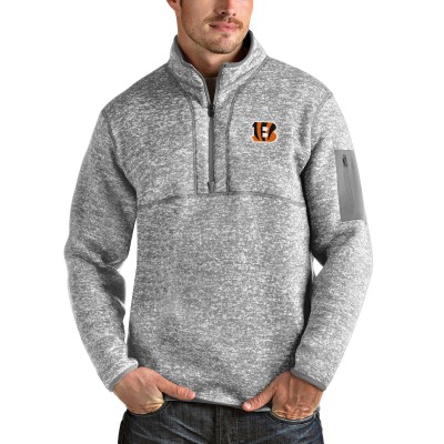 Кофта с короткой молнией Cincinnati Bengals Antigua Team Logo Fortune - Heather Gray