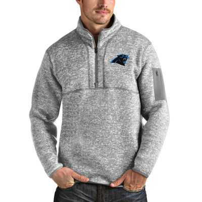 Пуловер Carolina Panthers Antigua Heather Gray Team Logo Fortune Jacket