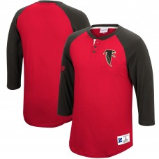 Футболка Atlanta Falcons Mitchell & Ness Historic Logo Ultimate Play Henley 3/4-Sleeve Raglan - Red