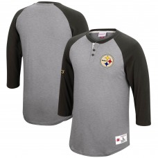Футболка с рукавом 3/4 Pittsburgh Steelers Mitchell & Ness Historic Logo Ultimate Play - Heathered Gray