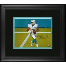 Autographed Miami Dolphins Tua Tagovailoa Fanatics Authentic Framed 8 x 10 White Jersey Rolling Out Photograph