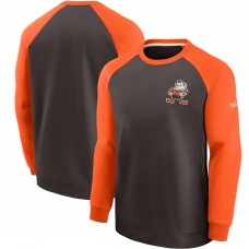 Cleveland Browns Nike Historic Raglan Crew Performance Sweater - Brown/Orange