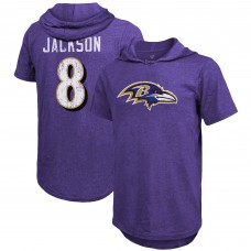 Футболка с капюшоном Lamar Jackson Baltimore Ravens Majestic Threads - Purple