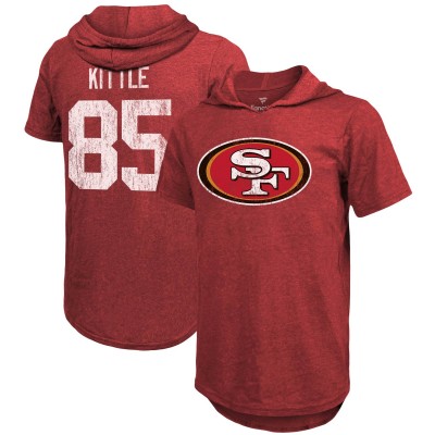 Футболка с капюшоном George Kittle San Francisco 49ers Majestic Threads - Heathered Scarlet
