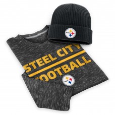 Шапка с футболкой Pittsburgh Steelers - Charcoal/Black