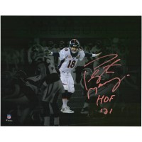 Autographed Denver Broncos Peyton Manning Fanatics Authentic 11 x 14 Action Photograph with HOF 21 Inscription