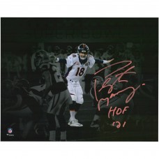 Autographed Denver Broncos Peyton Manning Fanatics Authentic 11 x 14 Action Photograph with HOF 21 Inscription