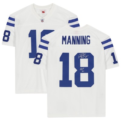 Autographed Indianapolis Colts Peyton Manning Fanatics Authentic White Mitchell & Ness Replica Jersey with HOF 21 Inscription