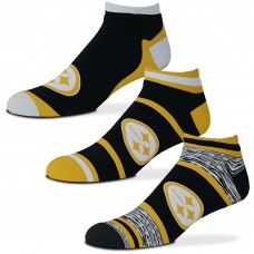 Pittsburgh Steelers For Bare Feet Cash Three-Pack Ankle Socks