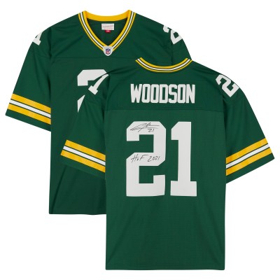Игровая джерси Autographed Green Bay Packers Charles Woodson Fanatics Authentic Green Mitchell & Ness Replica with HOF 21 Inscription