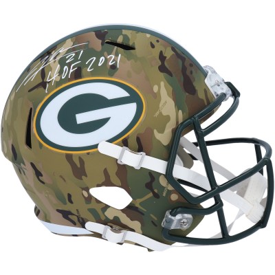 Autographed Green Bay Packers Charles Woodson Fanatics Authentic Riddell Camo Alternate Speed Replica Helmet with HOF 2021 Inscription