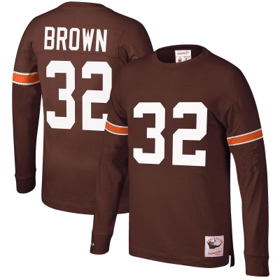 Cleveland Browns Jim Brown Mitchell & Ness Brown Retired Player Name & Number Long Sleeve Top