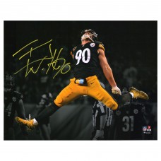 Autographed Pittsburgh Steelers T.J. Watt Fanatics Authentic 11 x 14 Leaping Spotlight Photograph