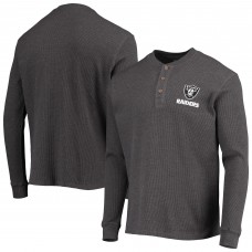 Las Vegas Raiders Dunbrooke Logo Maverick Thermal Henley Long Sleeve T-Shirt - Heathered Gray